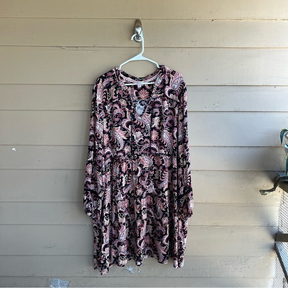 Knox Rose Boho Long Sleeve Dress - XXL - Modest Casual Hippie Paisley - Picture 1 of 5